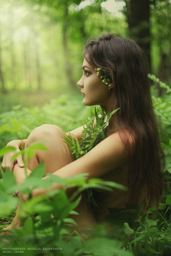 Sexy nude nymph forest fairy