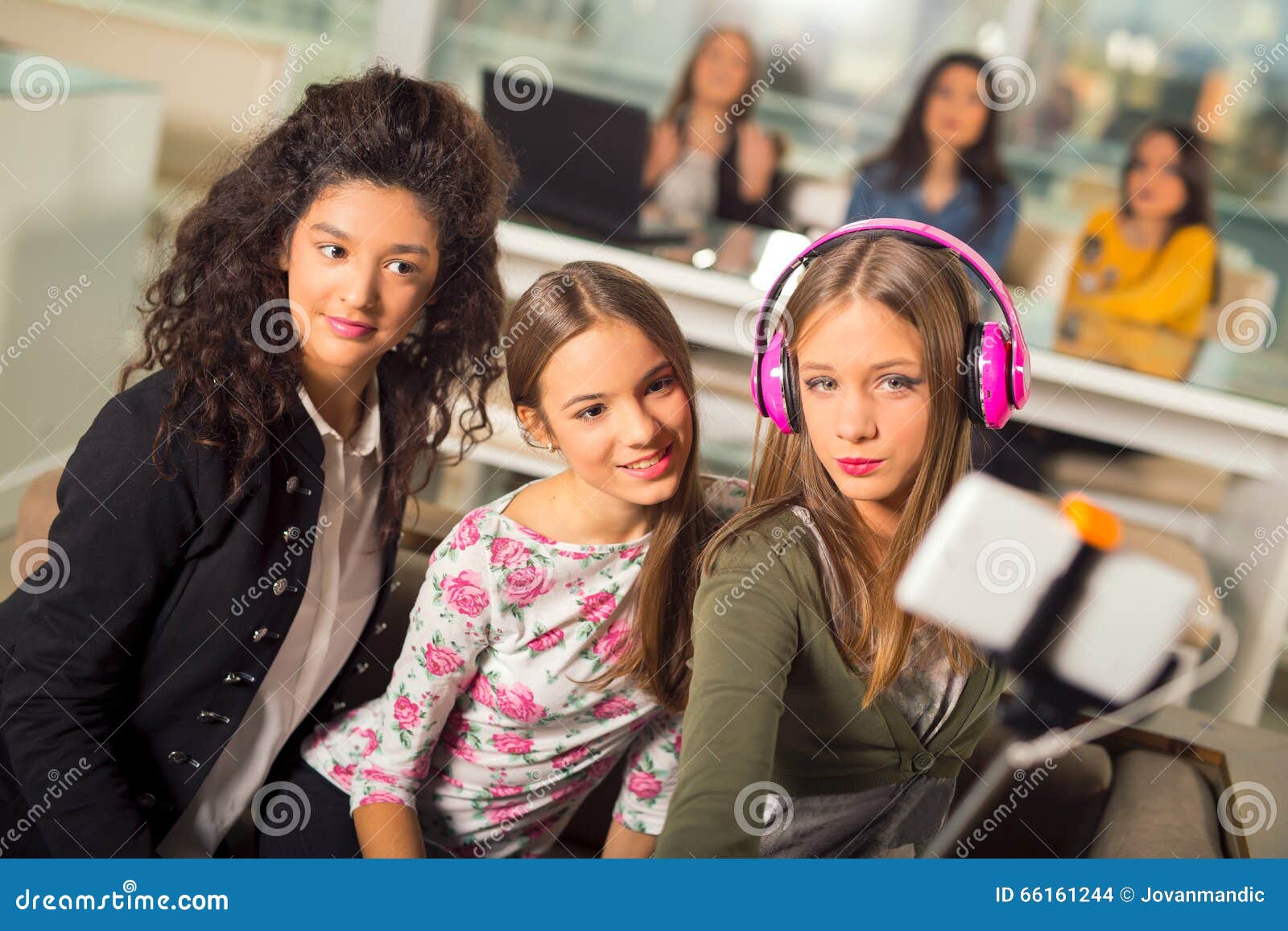 Teen girls hanging out
