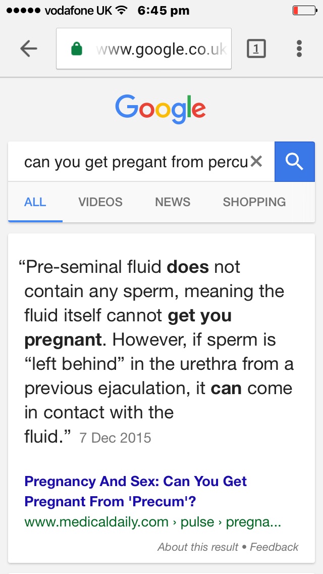 Precum in of chance sperm
