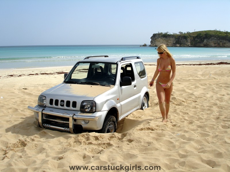 Car stuck girls naked