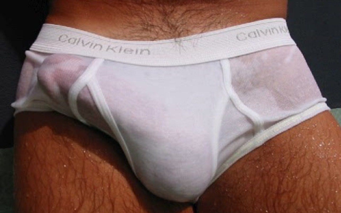 Wet white cotton panties