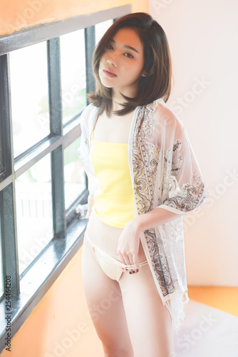 Asian girl yellow panties