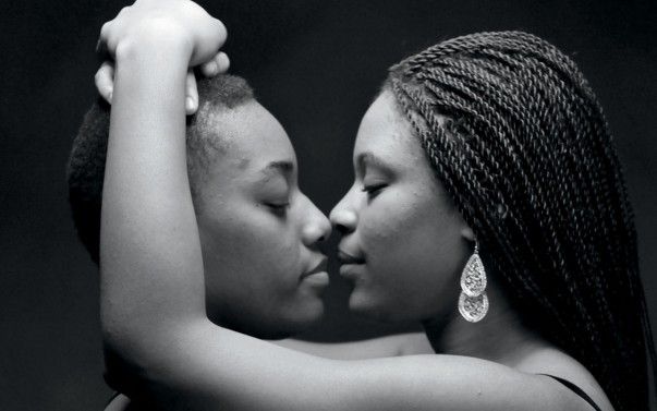 Women making lesbian love black