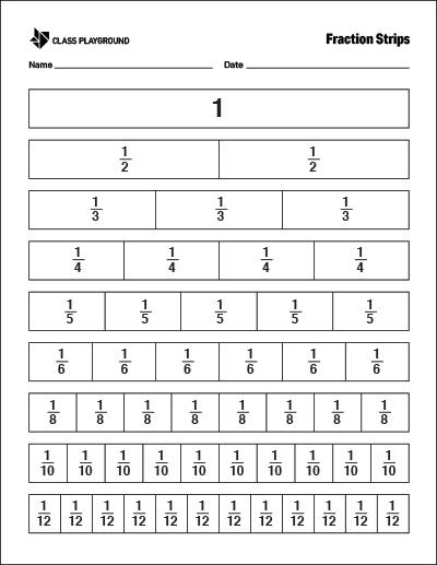Free printable fraction strip