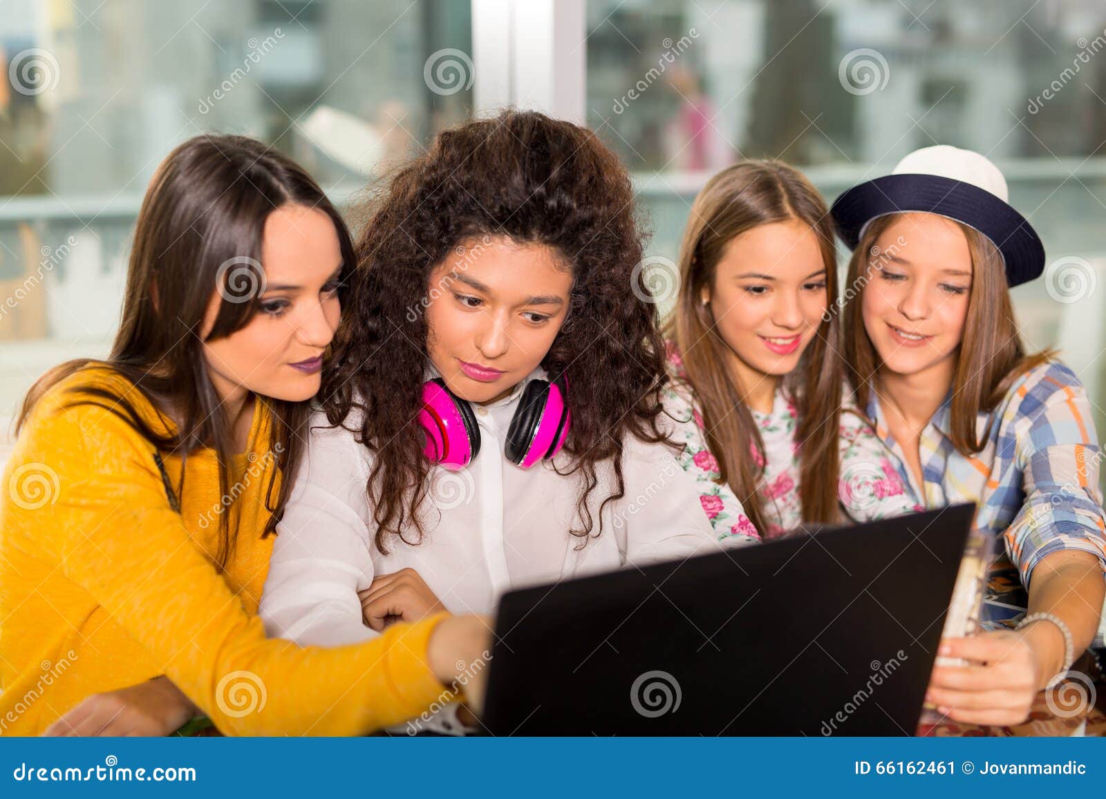 Teen girls hanging out