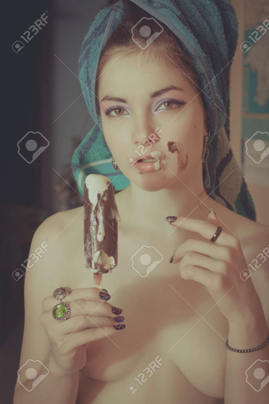 Ice cream on nude