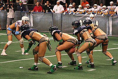 Womens lingerie football huddle