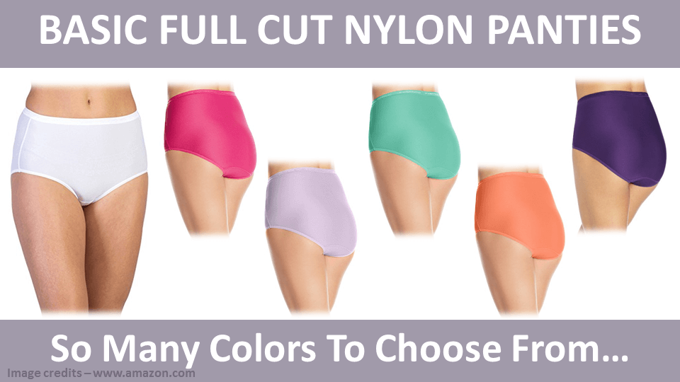 Women wearing full cut nylon panties