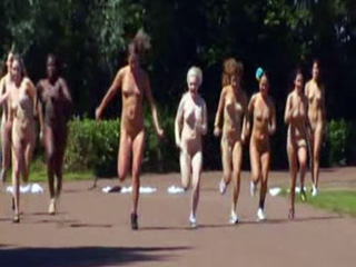 A naked women running