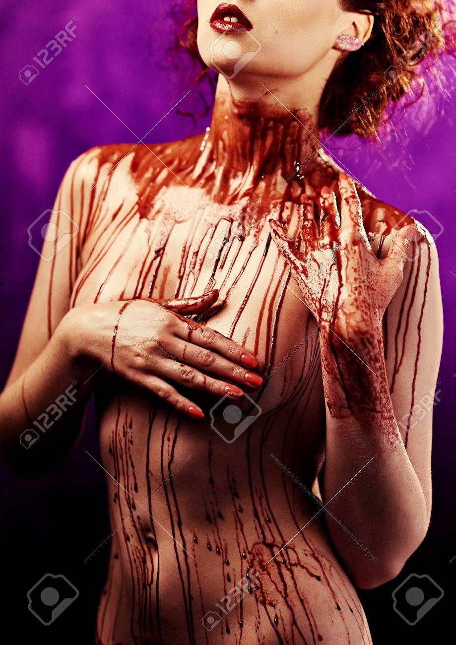 In sexy girl blood covered