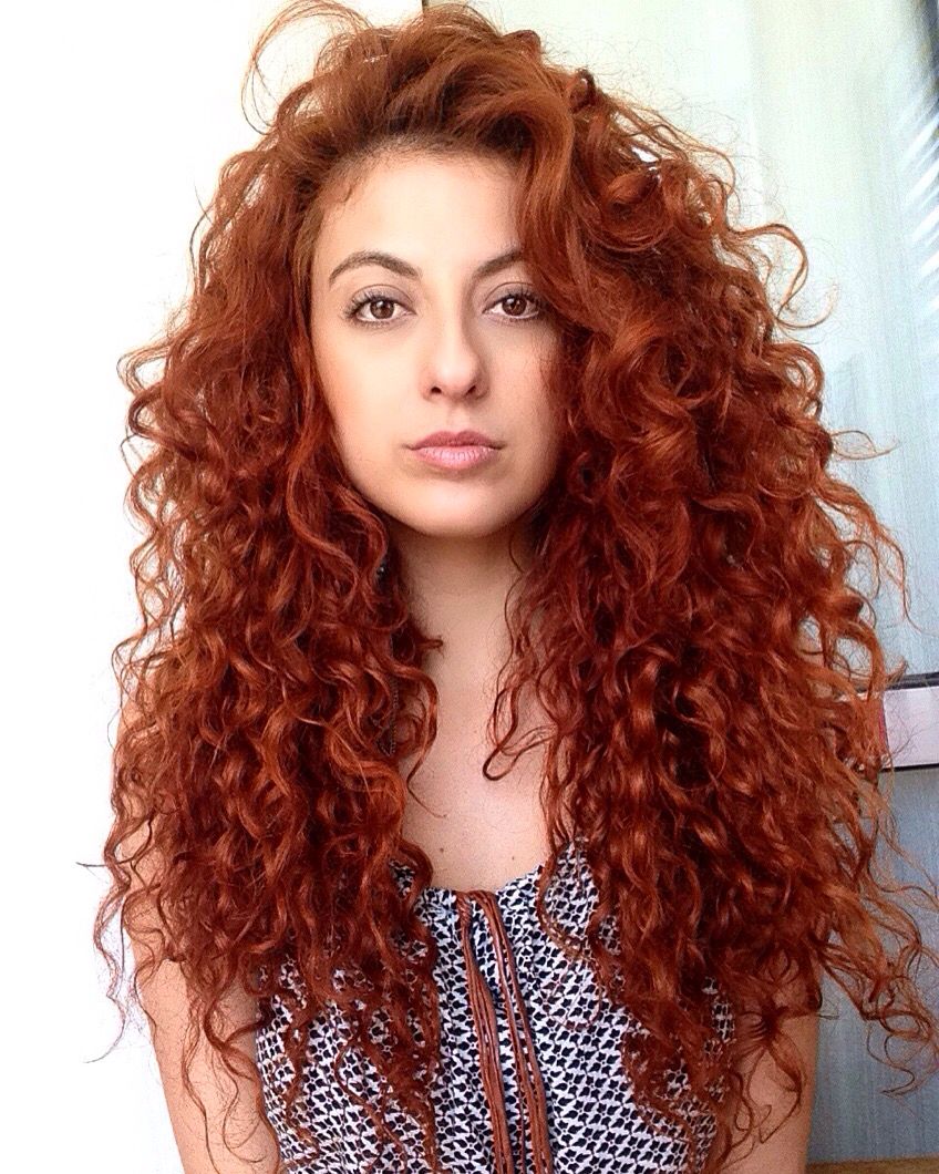 Natural curly red hair