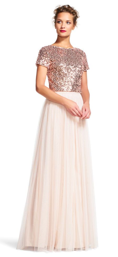 Cap sleeve sequin and tulle dress