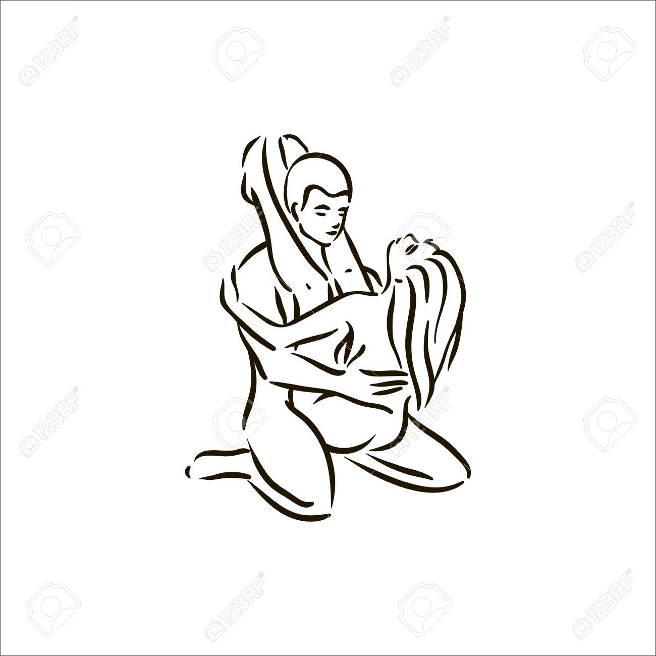 Cartoon kama sutra sex position illustration