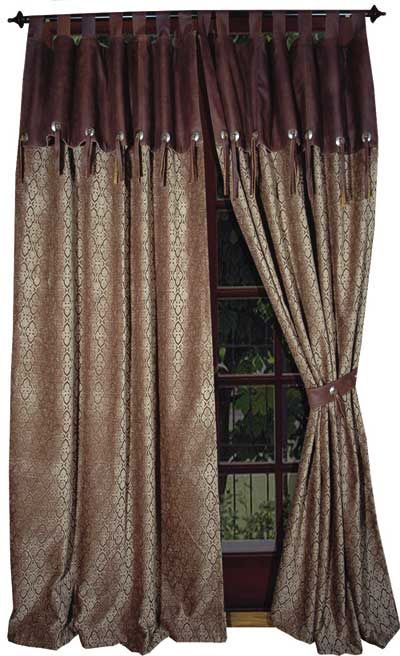 Rodeo home curtains brown quilted bottom
