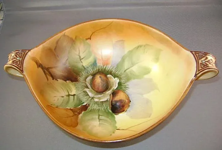 Antique porcelain green acorn wreath bottom