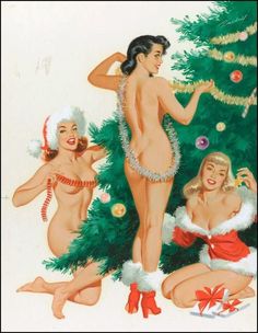 Vintage nude christmas girls