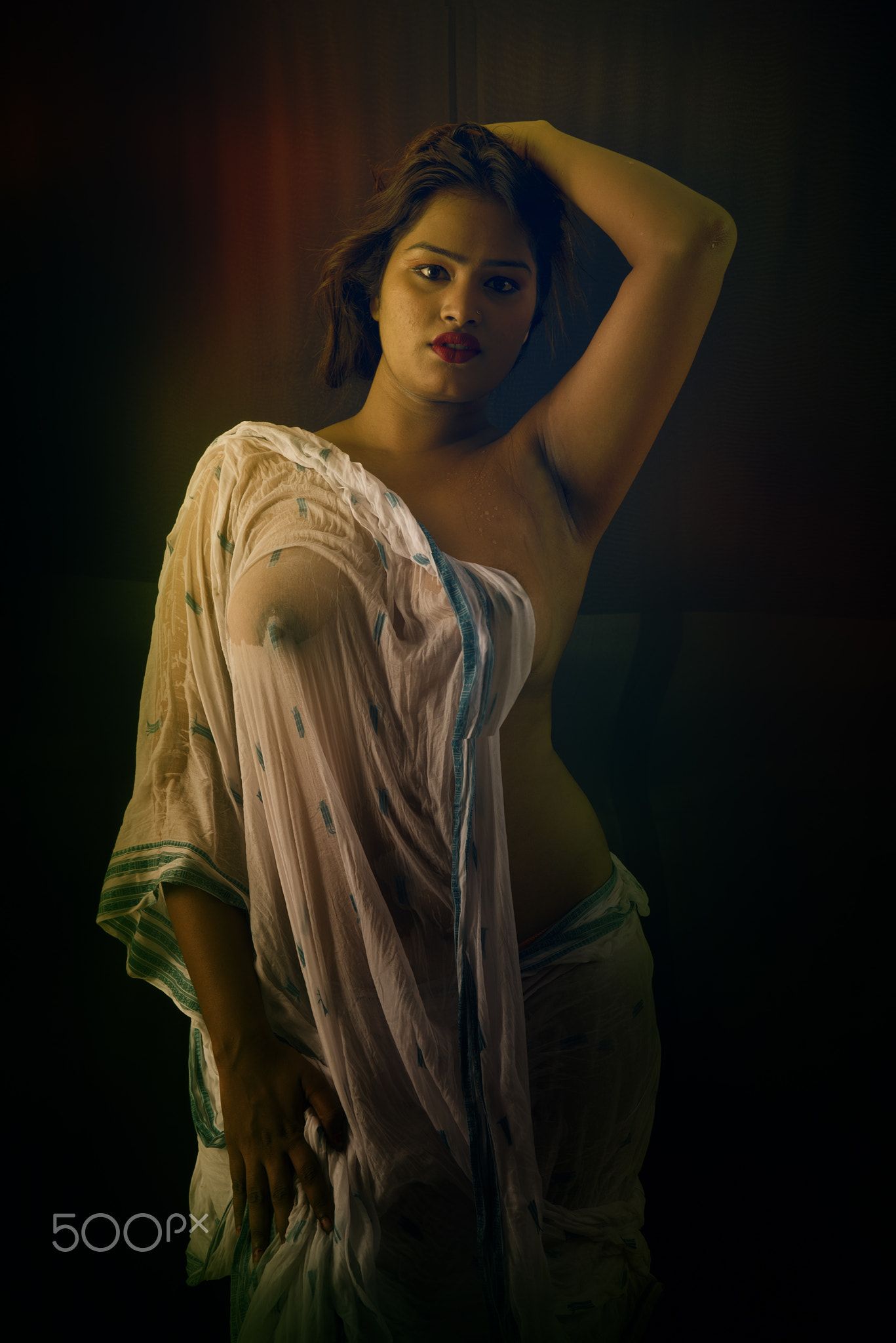 Sexy blouse saree nude