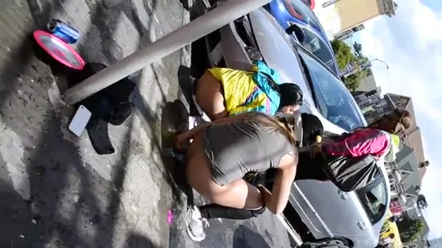 Women caught peeing in public