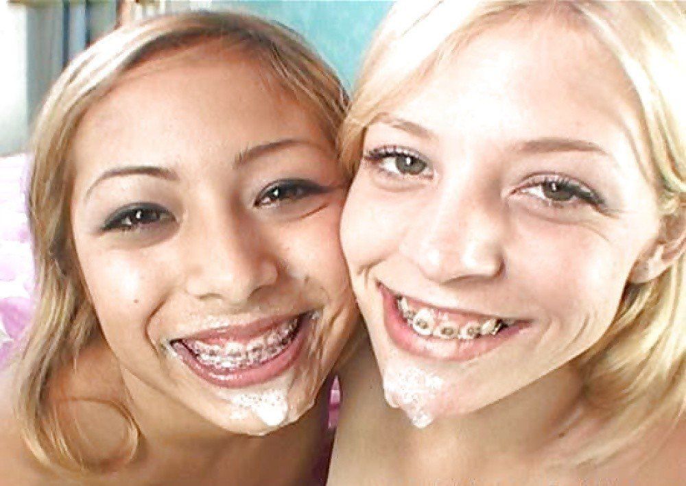 Lesbians cum swapping with braces