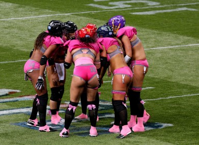 Womens lingerie football huddle