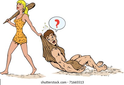 Caveman dragging woman meme