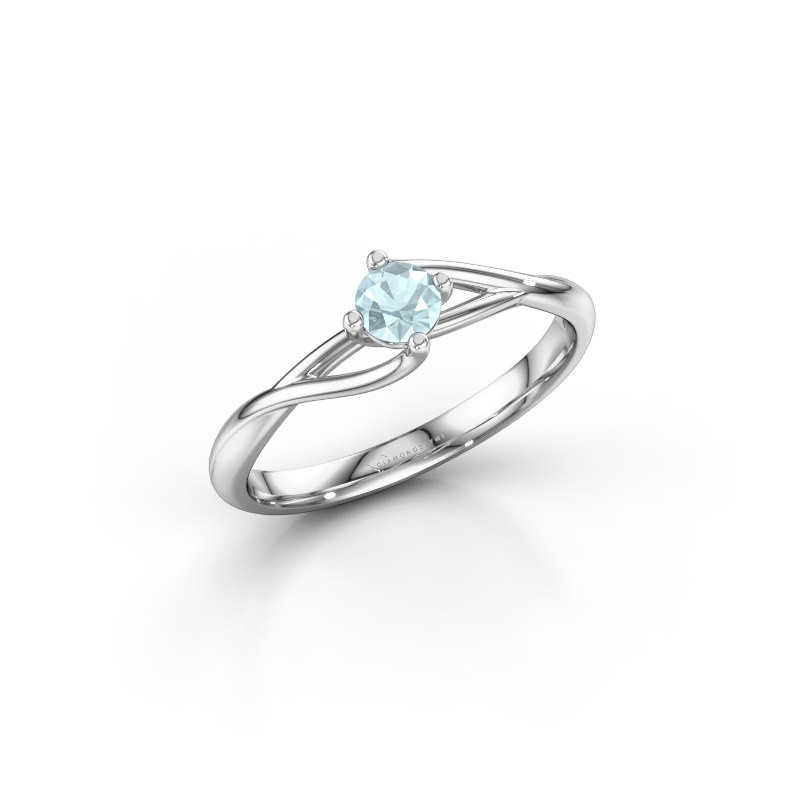 White gold aquamarine and diamond ring