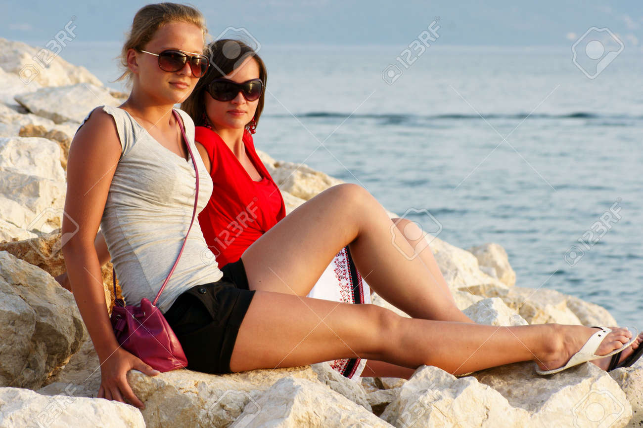 Young candid girls at beach