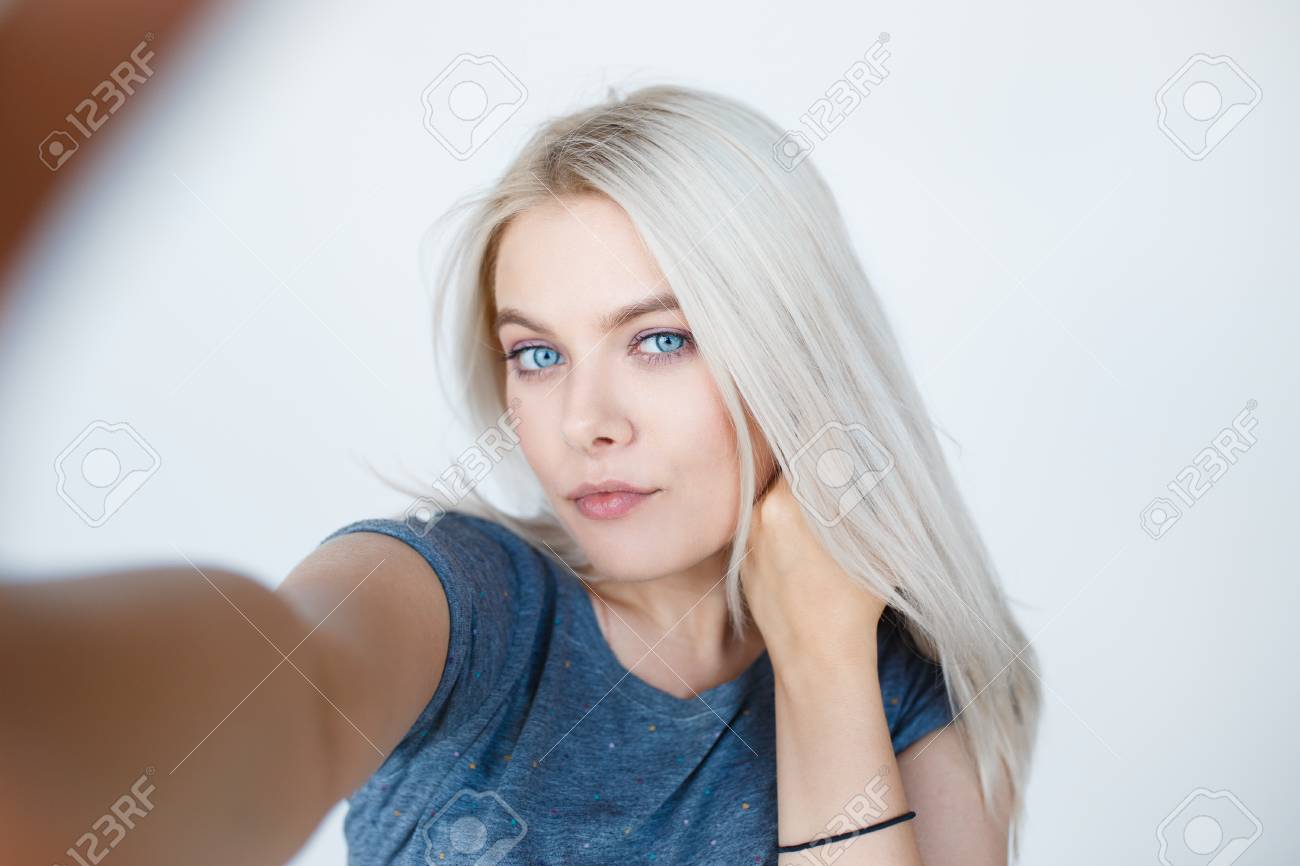 Young blonde teen selfie
