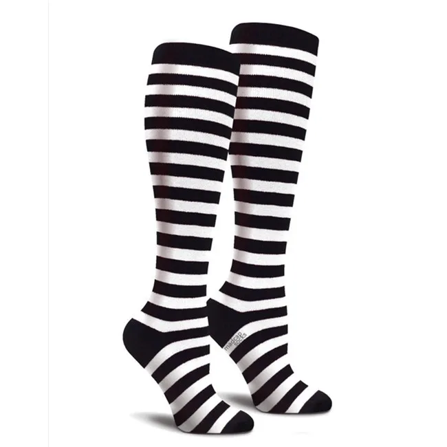 Knee socks striped and white black